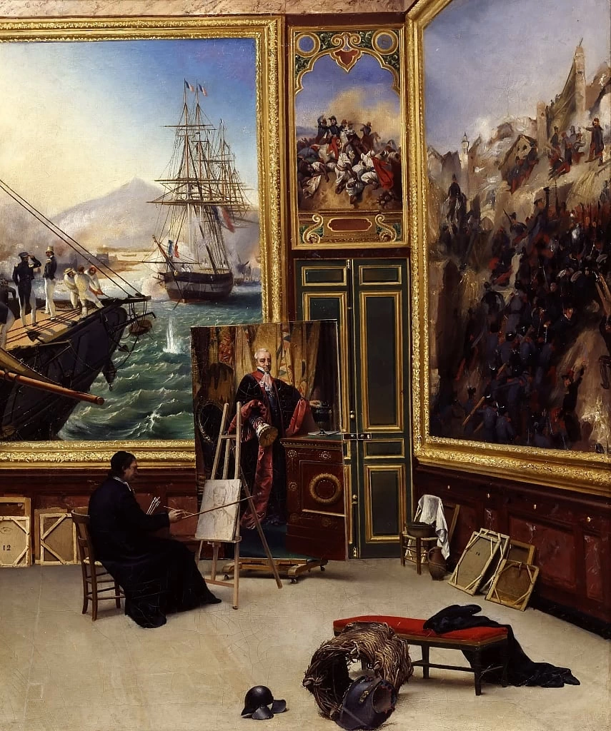Fratello Philippe che copia il ritratto del Marchese de Fontanes nel Museo di Versailles